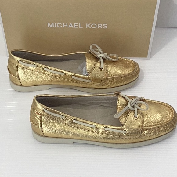 Michael Kors Moccasin Flats Leather Size 8M Color Gold - Picture 6 of 10